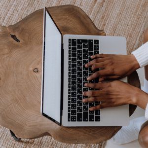 Woman using a laptop